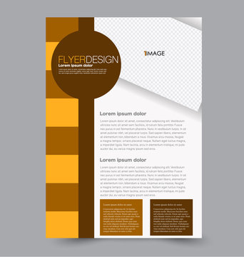 Flyer template. Abstract brochure background. Business corporate style concept. Vector illustration.  Orange and brown color.