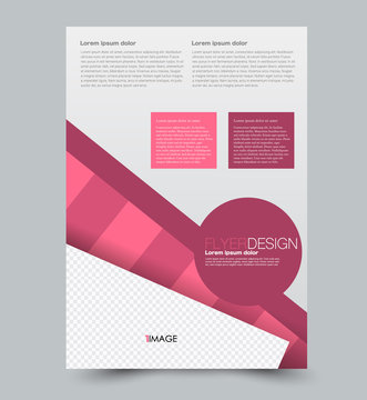 Pink flyer vector design template set. Business brochure. Annual report or magazine cover.