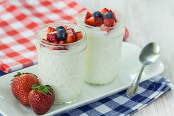 Yogurt Breakfast With Blueberries and Strawberries