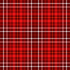 Seamless tartan plaid pattern. Traditional checker fabric texture in shades of red, pink and white. Vector design for digital textile printing. 