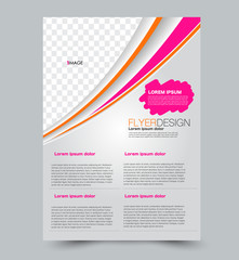 Pink and orange flyer vector design template set. Business brochure. Annual report or magazine cover.
