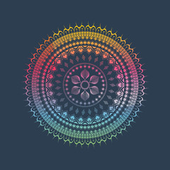 A colored mandala for design, on fabric.