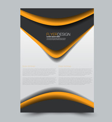 Orange and black flyer vector design template set. Business brochure. Annual report or magazine cover.
