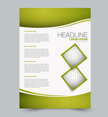 Green flyer vector design template set. Business brochure. Annual report or magazine cover.