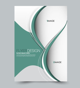Green flyer vector design template set. Business brochure. Annual report or magazine cover.