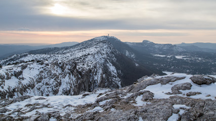 The Sainte-Baume massif, in Provence, under the snow
