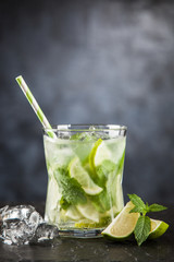 Mojito cocktail on dark background