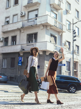 Girlfriends Crossing The Street