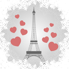 Fototapeta na wymiar Christmas card with Eiffel tower