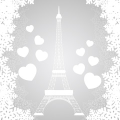 Fototapeta na wymiar Christmas card with Eiffel tower