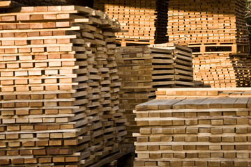 Stacks of boards on a sawmill
