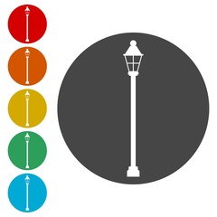 Street light silhouette icons set 