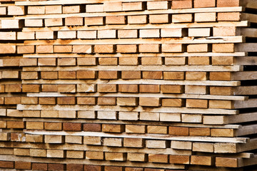 Background from the boards at a sawmill close-up