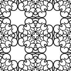 Vector classic ornamental black and white pattern. Seamless abstract background with repeating elements