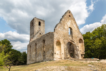 Fototapeta na wymiar Ruins of Monastery Katarinka above the village of Dechtice, Slovakia