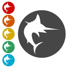Sailfish saltwater fish icons set - Illustration 