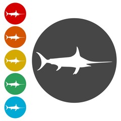 Sailfish saltwater fish icons set - Illustration 