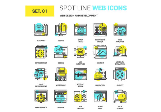 20 Yellow and Cyan Development Icons 1