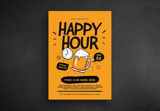 Retro Happy Hour Flyer Layout