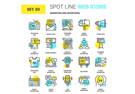 20 Yellow and Cyan Marketing Icons 1