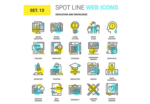 20 Yellow and Cyan Education Icons 1