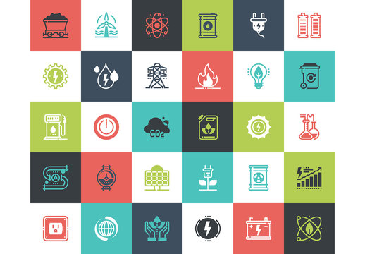30 Multicolored Square Energy Icons 1