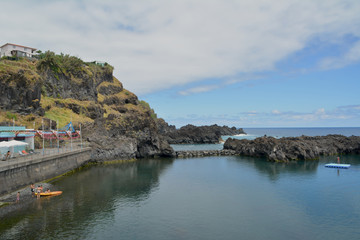 Fototapeta na wymiar Natural marine pools and nautic club, porto moniz  ,Madeira