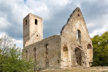 Fototapeta na wymiar Ruins of Monastery Katarinka above the village of Dechtice, Slovakia