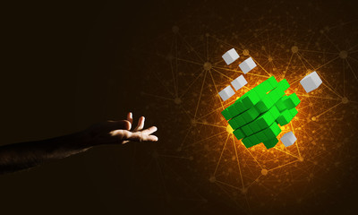 Idea of new technologies and integration presented by cube figure