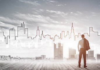 Motivation and inspiration concept with modern cityscape and bus