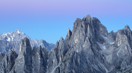 Fototapeta na wymiar mountains rocks in morning twilight in Italy