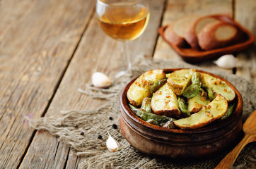 Garlic herb roasted potatoes and green beans