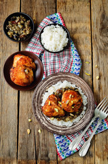 Moroccan spiced chicken with dates and aubergines