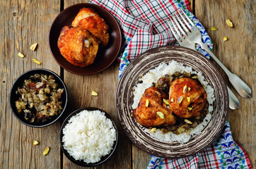 Moroccan spiced chicken with dates and aubergines