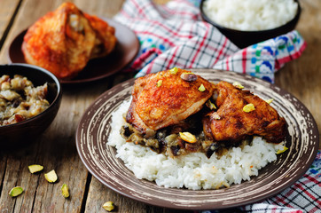 Moroccan spiced chicken with dates and aubergines