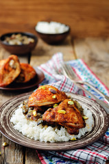 Moroccan spiced chicken with dates and aubergines