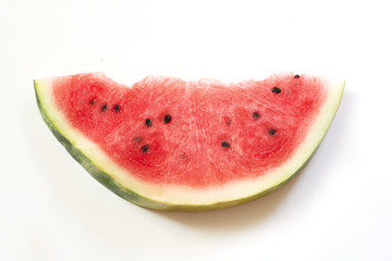 Slice of watermelon on a white background.
