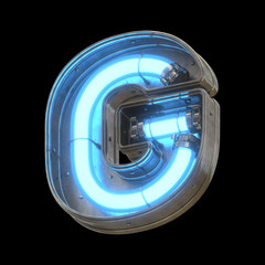 Chrome futuristic font with blue neon lights