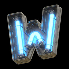 Chrome futuristic font with blue neon lights