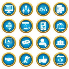 Social network icons blue circle set