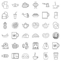 Hot tea icons set, outline style