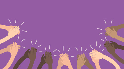Human hands clapping, flat vector illustration on purple background - 169047056