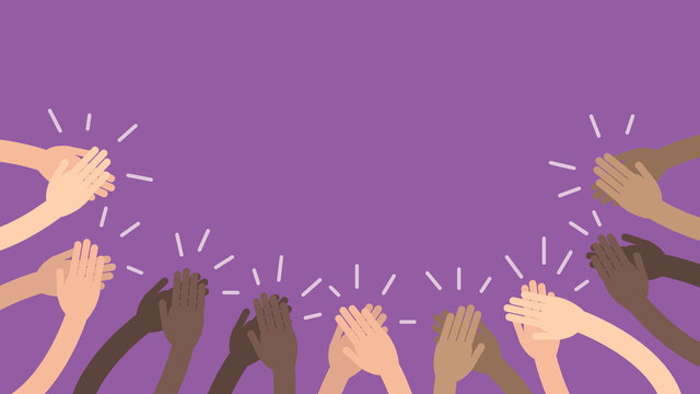Human hands clapping, flat vector illustration on purple background Stock  Vector | Adobe Stock