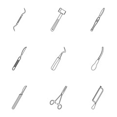 Operation surgery accessory icon set, outline style