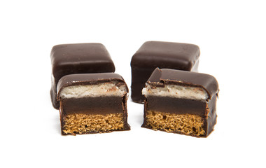 Biscuits in chocolate glaze isolated