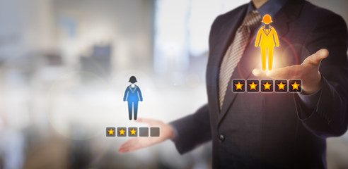 HR Manager Rating Two Female Employee Icons