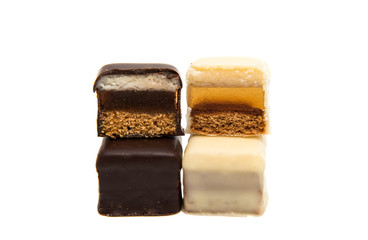 Biscuits in chocolate glaze isolated