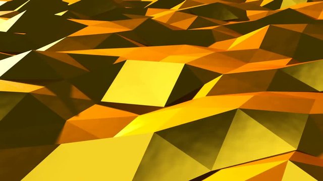 Abstract gold triangular crystalline background animation. Seamless loop.