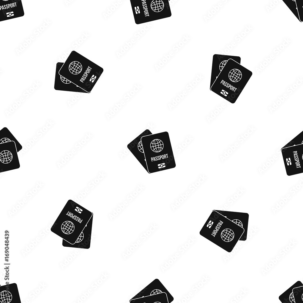 Poster passports with map pattern seamless black