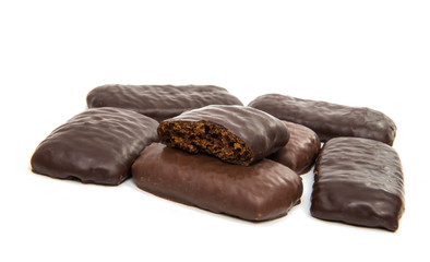 Biscuits in chocolate glaze isolated